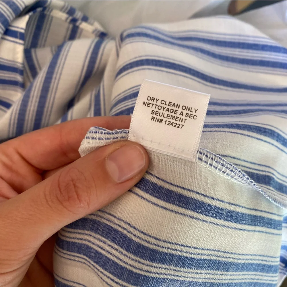 MISA Los Angeles Linen Carina Dress Blue Stripes Size XS - Picture 13 of 14